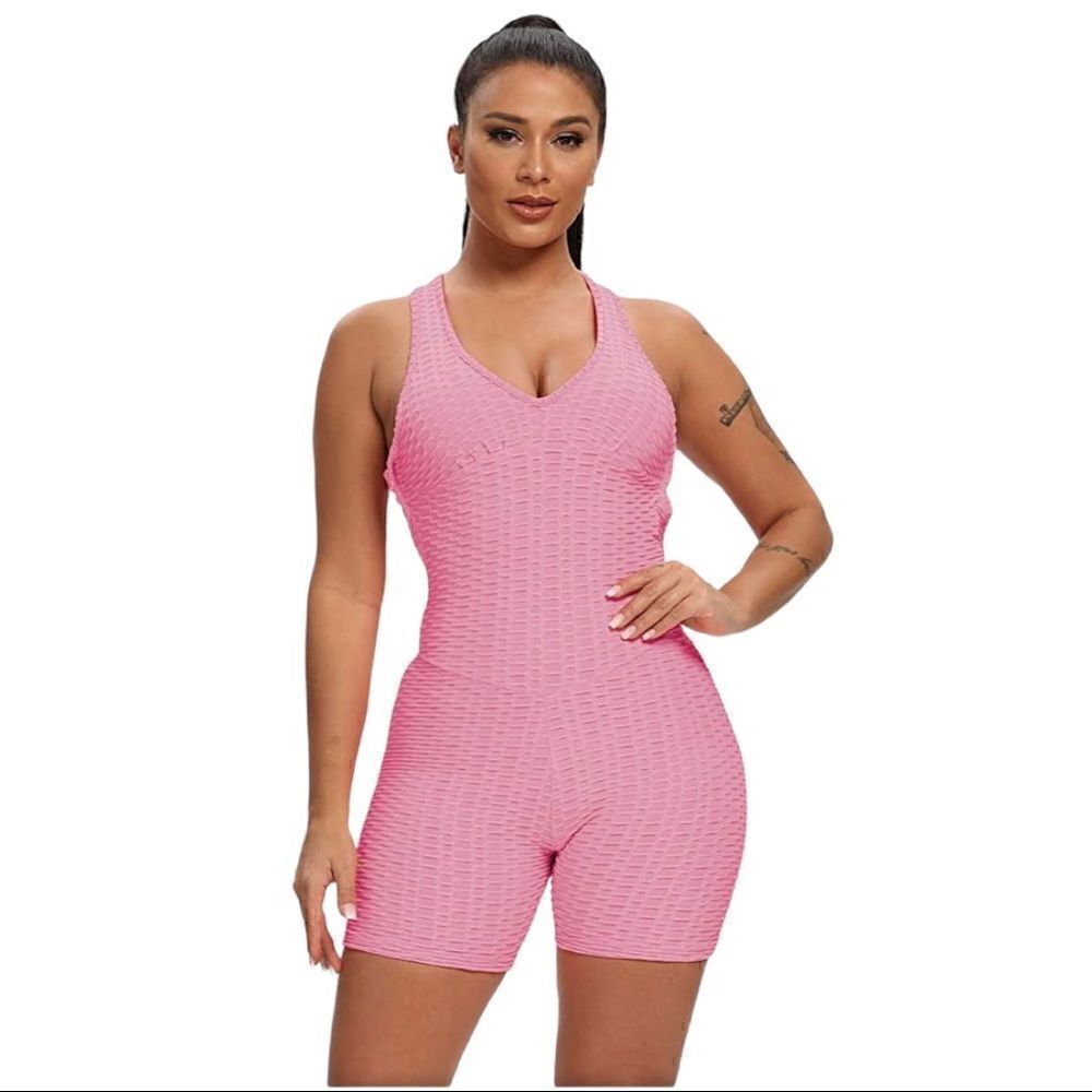 Pink Womens onepeice butt lift romper